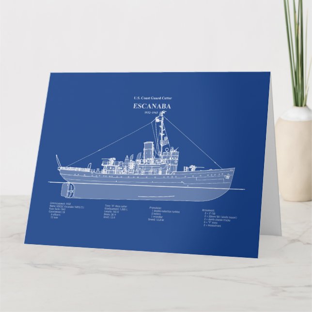 Tarjeta De Agradecimiento USCGC Escanaba wpc-77 - ABD (Anverso)