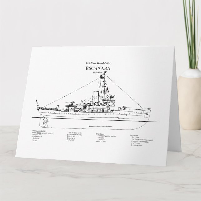 Tarjeta De Agradecimiento USCGC Escanaba wpc-77 - BD (Anverso)