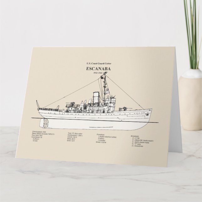 Tarjeta De Agradecimiento USCGC Escanaba wpc-77 - SBD (Anverso)