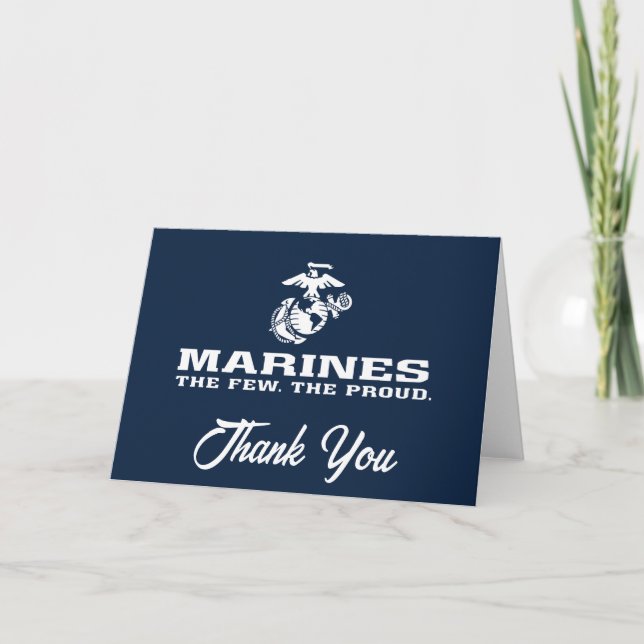Tarjeta De Agradecimiento USMC Los Pocos El Orgulloso Logo Apilado - Blanco (Anverso)
