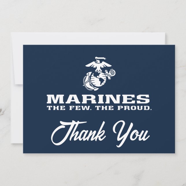 Tarjeta De Agradecimiento USMC Los Pocos El Orgulloso Logo Apilado - Blanco (Anverso)