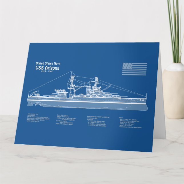 Tarjeta De Agradecimiento USS Arizona - Planes de trazado de buques ABD (Anverso)