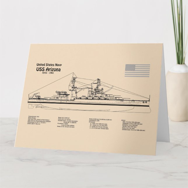 Tarjeta De Agradecimiento USS Arizona - Planes de trazado de buques SD (Anverso)