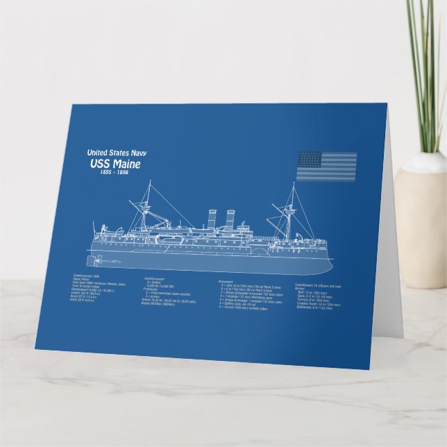 Tarjeta De Agradecimiento USS Maine - Planes de trazado del buque ABD (Anverso)