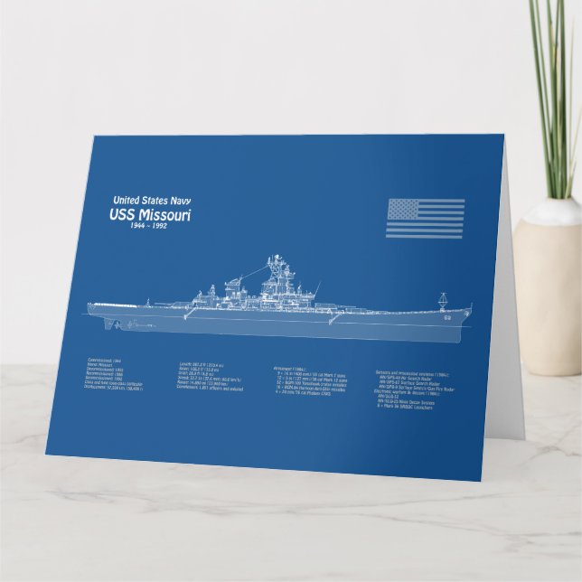 Tarjeta De Agradecimiento USS Missouri - Planes de trazado de buques ABD (Anverso)