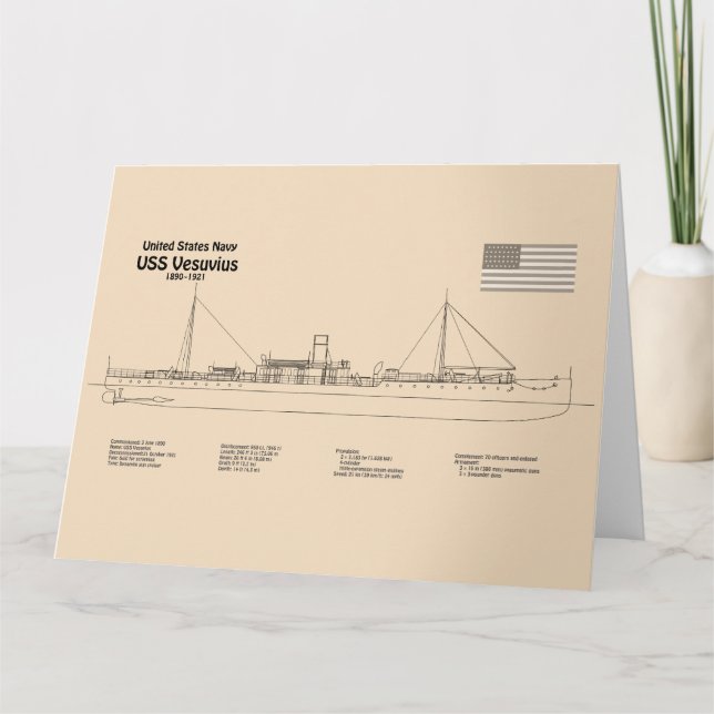 Tarjeta De Agradecimiento USS Vesuvius - Planes de trazado de buques SD (Anverso)