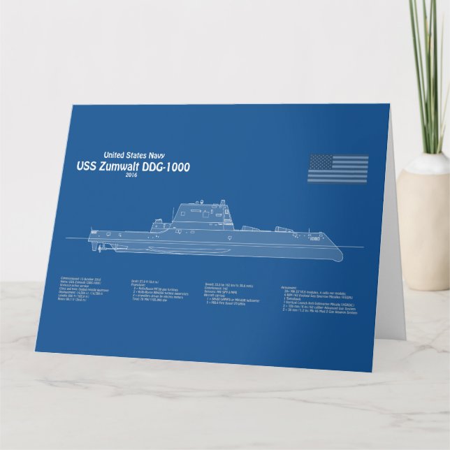 Tarjeta De Agradecimiento USS Zumwalt - Planes de trazado de buques ABD (Anverso)