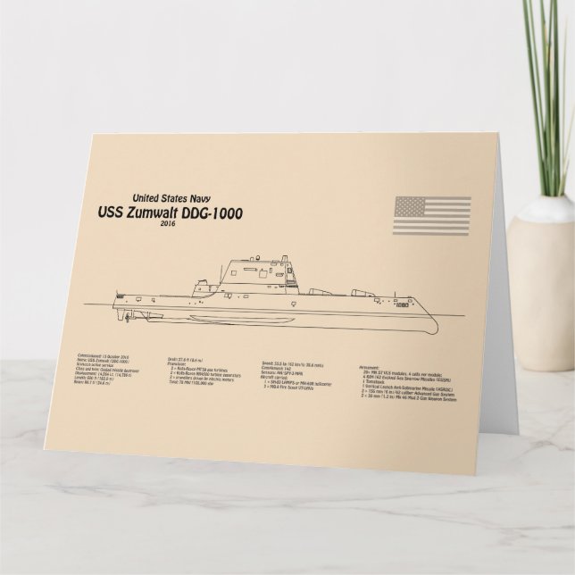 Tarjeta De Agradecimiento USS Zumwalt - Planes de trazado de buques SD (Anverso)