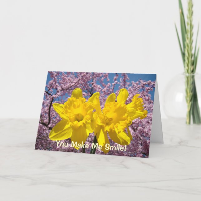 Tarjeta De Agradecimiento ¡Usted hace que sonríe! Narcisos de la primavera (Anverso)