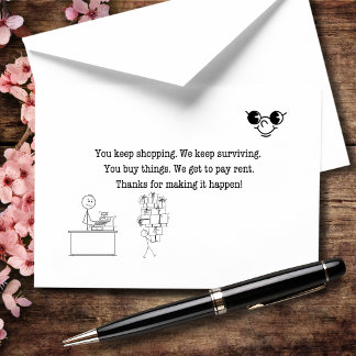 Tarjeta De Agradecimiento Usted sigue comprando, nosotros seguimos sobrevivi