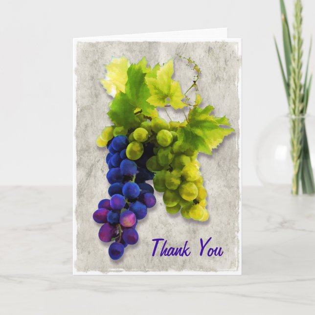 Tarjeta De Agradecimiento Uvas moradas y verdes gracias (Anverso)