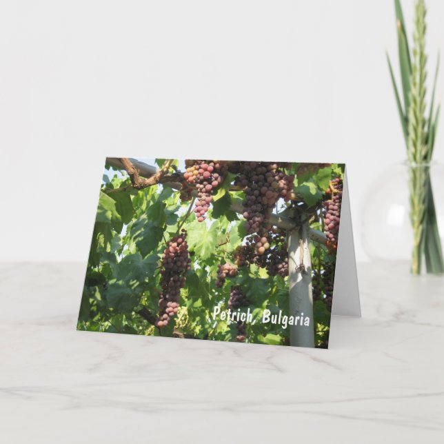 Tarjeta De Agradecimiento Uvas Petrich, Bulgaria (Anverso)
