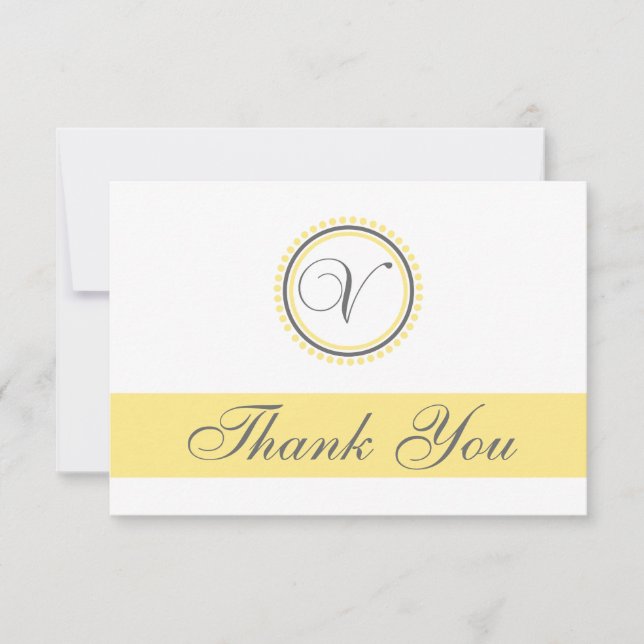 Tarjeta De Agradecimiento V el círculo Monogam del punto le agradece las (Anverso)