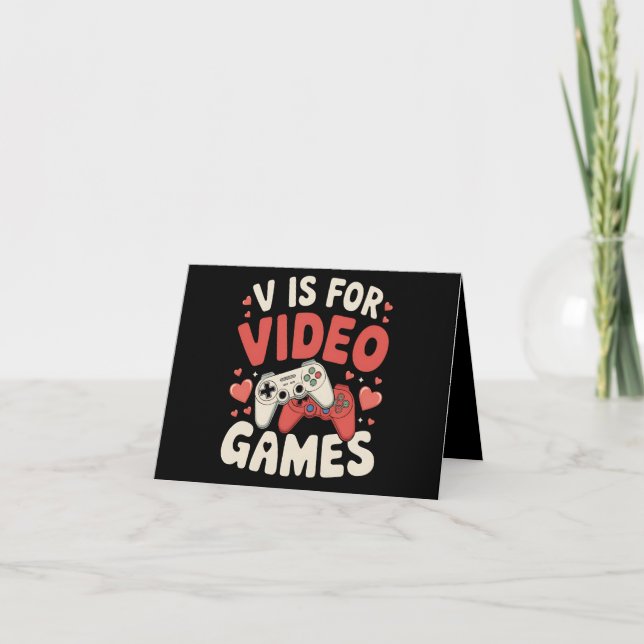 Tarjeta De Agradecimiento V Es Para Videojuegos Divertidos Día de San Valent (Anverso)
