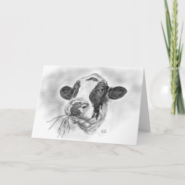 Tarjeta De Agradecimiento Vaca lechera del Holstein-frisón feliz (Anverso)