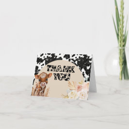 Tarjeta De Agradecimiento Vaca Sagrada | Baby Shower Boho | Hierba de Pampas