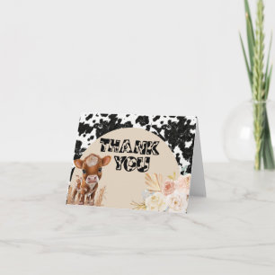 Tarjeta De Agradecimiento Vaca Sagrada   Baby Shower Boho   Hierba de Pampas