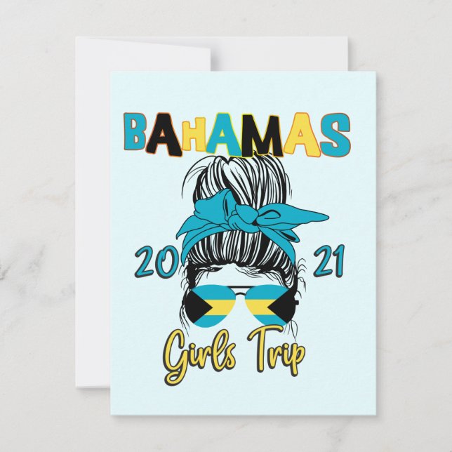 Tarjeta De Agradecimiento Vacaciones de chicas en Bahamas 2021 (Anverso)