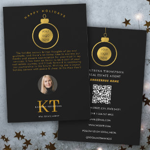 Tarjeta De Agradecimiento Vacaciones de Navidades con logotipo de Real Estat