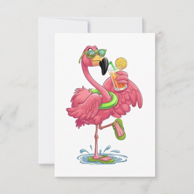 Tarjeta De Agradecimiento Vacaciones de verano del flamenco (Anverso)