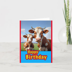 Tarjeta De Agradecimiento vacas de cumpleaños felices