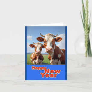 Tarjeta De Agradecimiento vacas felices de año nuevo