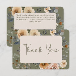 Tarjeta De Agradecimiento Vainilla Rosas del Boho Blanco Boda sabio