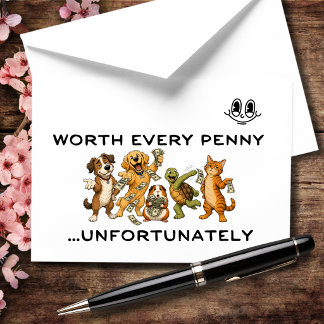 Tarjeta De Agradecimiento Vale cada centavo Humor divertido para mascotas