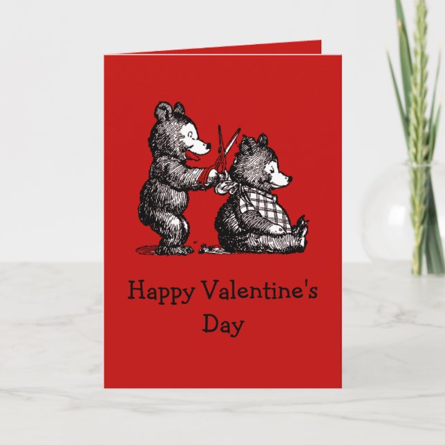 Tarjeta De Agradecimiento Valentine a Beary Nice Hairdresser (Anverso)