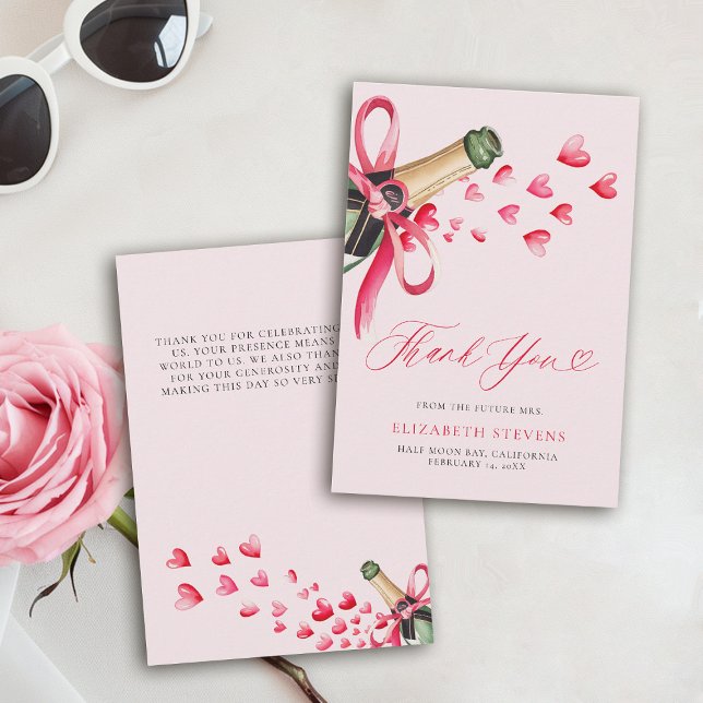 Tarjeta De Agradecimiento Valentine Hearts Bubbly Whimsical Bridal Shower (valentine bridal shower brunch thank you bubbly watercolor hearts showered with love garden party)