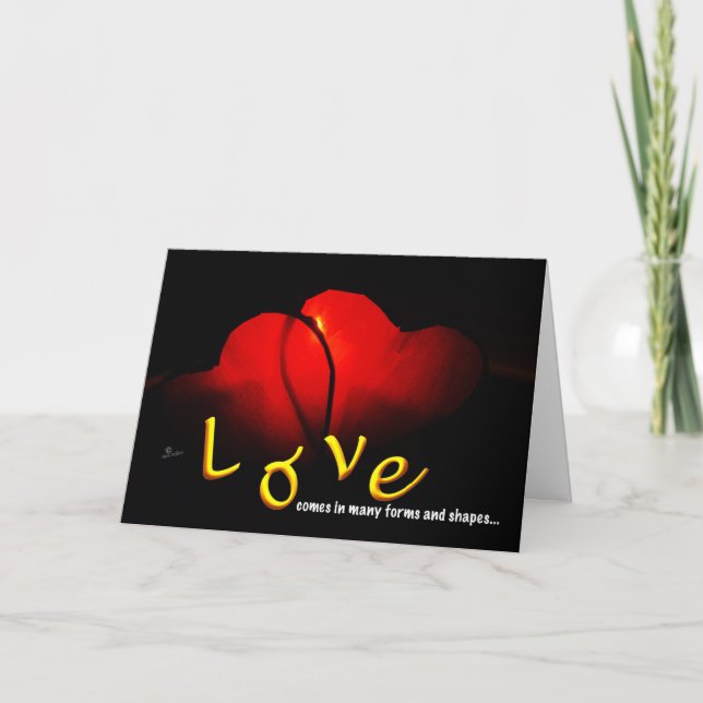 Tarjeta De Agradecimiento VALENTINE LOVE corazones gemelos rojos apagan la l (Anverso)