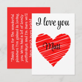 Tarjeta De Agradecimiento Valentine Red Happy heart romance graphic