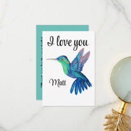 Tarjeta De Agradecimiento Valentine Red Happy hummingbird romance graphic