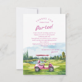Tarjeta De Agradecimiento Vamos a Par-Tee Golf Cumpleaños Rosa