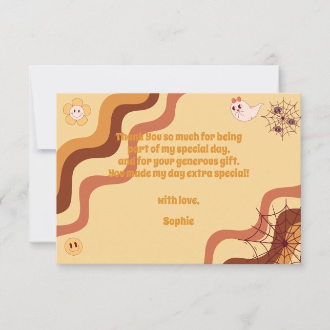 Tarjeta De Agradecimiento Vamos a tener un Halloween espeluznante cumpleaños (Anverso)