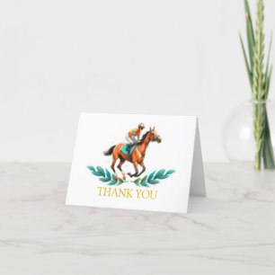 Tarjeta De Agradecimiento Vamos Bebé Go, Green Horse Race