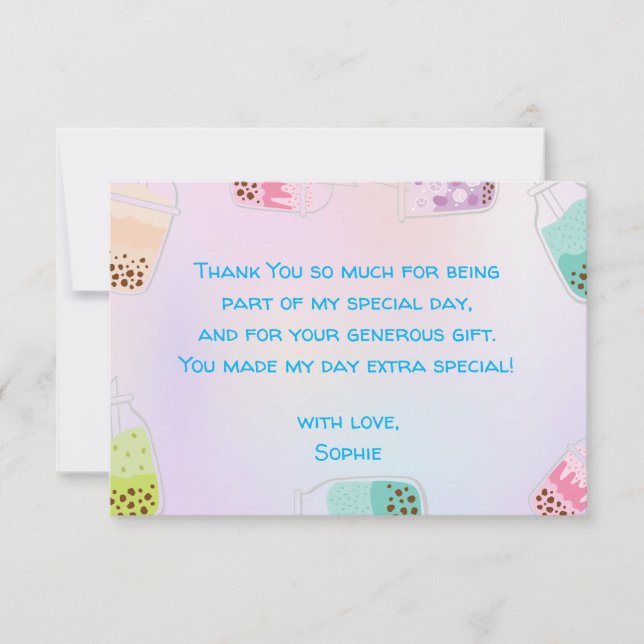 Tarjeta De Agradecimiento Vamos por el cumpleaños del té bobba (Anverso)