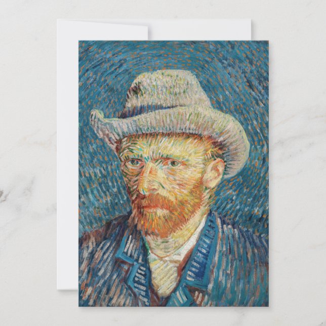 Tarjeta De Agradecimiento Van Gogh - Autorretrato con un sombrero de fieltro (Anverso)