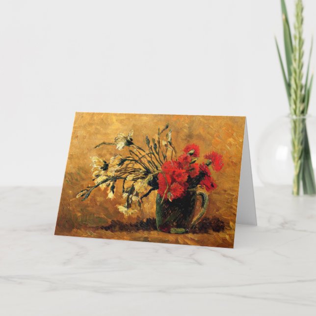 Tarjeta De Agradecimiento Van Gogh - Jug con claveles rojos y blancos (Anverso)