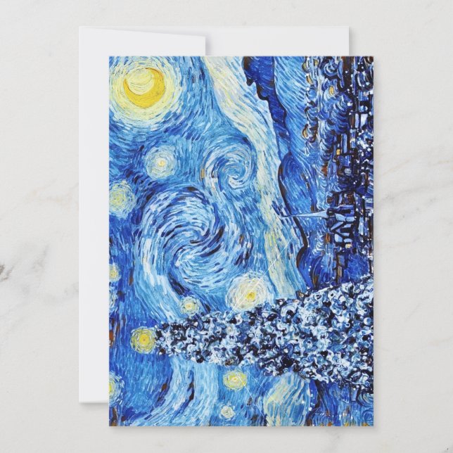 Tarjeta De Agradecimiento Van Gogh - La noche estrellada - Navidad blanca (Anverso)