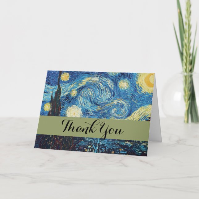 Tarjeta De Agradecimiento Van Gogh Starry Night Classic Impresionsionist Art (Anverso)