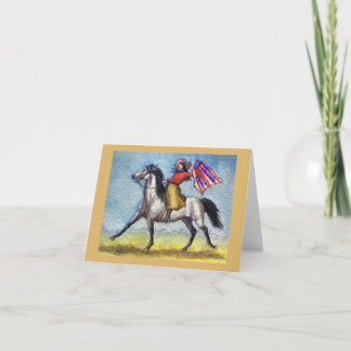 Tarjeta De Agradecimiento Vaquera en caballo galopante Pintura Original