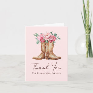 Tarjeta De Agradecimiento Vaquera Rústica Rosa Claro Floral Bridal Agradecim