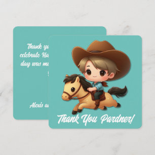 Tarjeta De Agradecimiento Vaquero & Caballo Gracias Cumpleaños