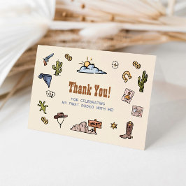 Tarjeta De Agradecimiento Vaquero Primer Rodeo Cumpleaños 1 año Gracias Occi