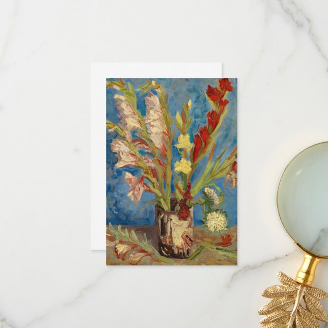 Tarjeta De Agradecimiento Vase con Gladioli y Asters chinos de Gogh (Anverso/Reverso In Situ)