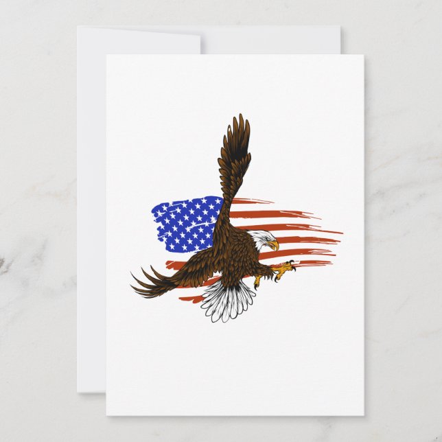 Tarjeta De Agradecimiento Vector vectorial águila americana contra bandera d (Anverso)
