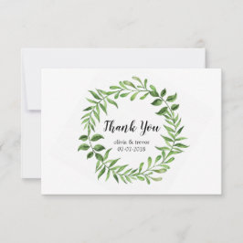 Tarjeta De Agradecimiento Vegetación acuarela Boda botánico de Wreath verde