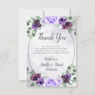 Tarjeta De Agradecimiento Vegetación acuarela Floral Purple Elegant Wedding