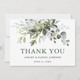 Tarjeta De Agradecimiento Vegetación acuática Boda verde elegante moderno